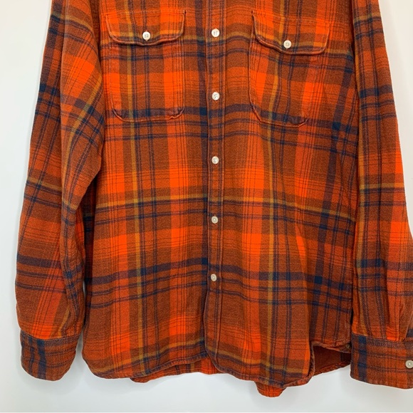 Men’s THE NORTH FACE Orange Plaid Long Sleeve Button Down Flannel Shirt sz Large - Picture 3 of 8